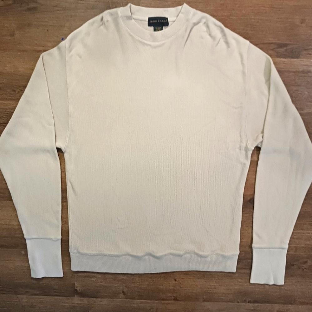 VTG 90s IZOD CLUB Ivory Cream Preppy Pullover Sweater Size XL